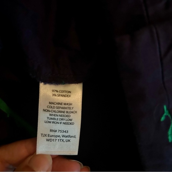 British Khaki Preppy Whale Shorts Navy Blue with Green Embroidery Size: 10 - Picture 7 of 7